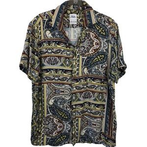 Zara Multicolor Paisley Print Button Down Shirt